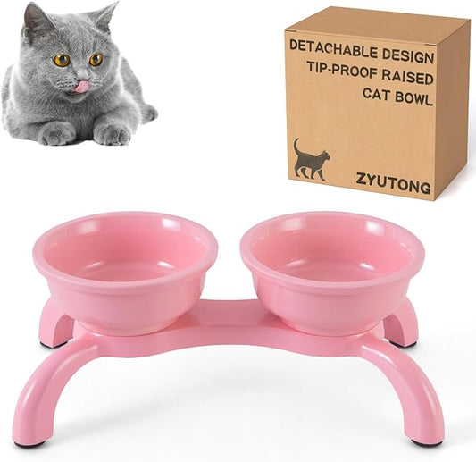 Raised Cat Bowls for Indoor Cats - Whisker Friendly Cat Food Bowl, 5.1" Wide Melamine Stand Elevated Cats Feeding Bowl, Detachable Raise Kittens Bowls, Non-Toxic, Dishwasher Safe