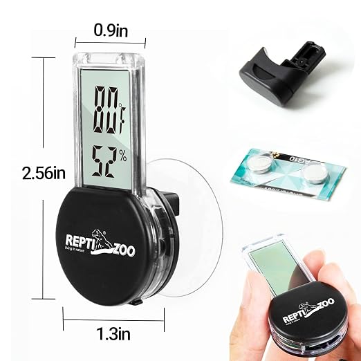 REPTI ZOO Magnetic Reptile Thermometer and Humidity Gauge, Digital LCD Temperature Humidity Monitor, Tank Terrarium Temp and Humidity Meter Accessories for Bearded Dragon, Snake, Hermit Crabs, Gecko