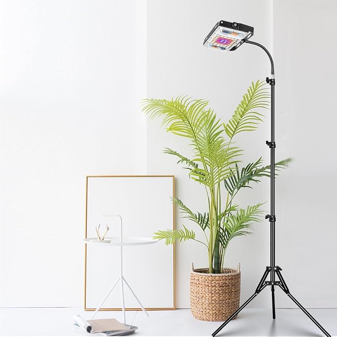 LBW Grow Light with Stand, Full Spectrum Floor Grow Light for Indoor Plants | 4H/8H/12H Auto Timer, 6 Dimmable Brightness, Floor Grow Lamp with 63" Adjustable Tripod, Ideal for Tall Plants