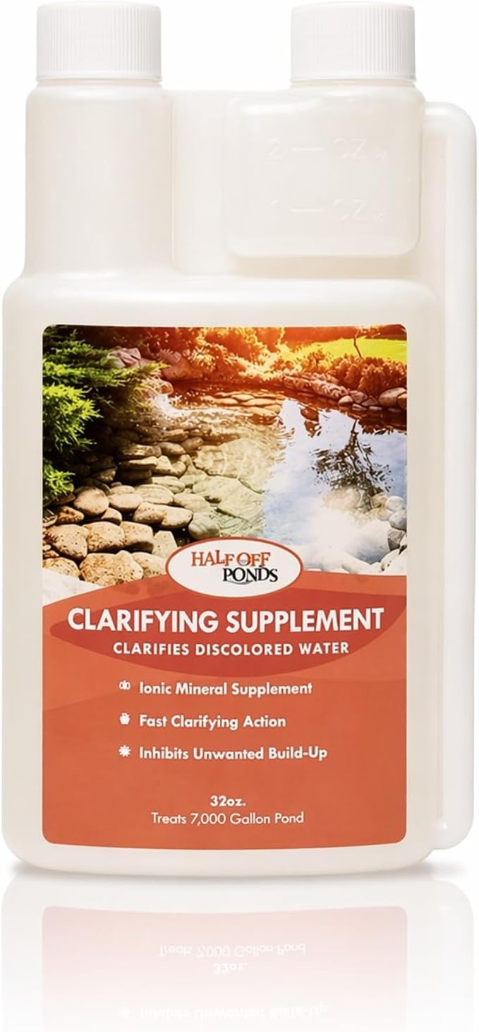 Pond Water Clarifier with Ionic Minerals for Green & Cloudy Water, 16 oz | Fast-acting formula, clears green and cloudy water, traps suspended particles, fish and plant safe, improves water clarity