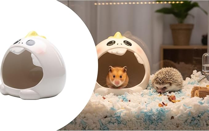 Ceramic Pet Nest for Small Animals - Hamster Ceramic House with Smooth Interior, Enclosed Hideout for Comfortable Shelter and Ventilation