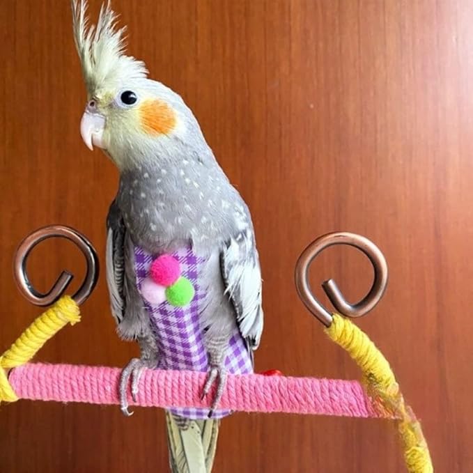 Bird Flight Suits Diapers, Parrot Flight Suits Diapers for Monk Parakeets, Cockatiels Flight Suits, Parrot Clothes, Bird Training Nappy Suit Liners Clothes (Purple-A,Cockatiel)