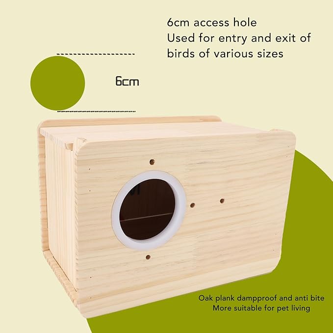 Buachois Bird Nest Box, Parrot Breeding House, Wooden Acrylic Parrots Nesting Box Spacious Insulated Bird Mating Boxes for Lovebirds Cockatiel Conure Cockatoo Budgie