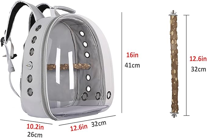 Bird Carrier Backpack with Wood Perch, Transparent Bird Travel Cage, Portable Pet Carrier Backpack, Breathable Hangbag for Vet Transport Camping Hiking (Blue)