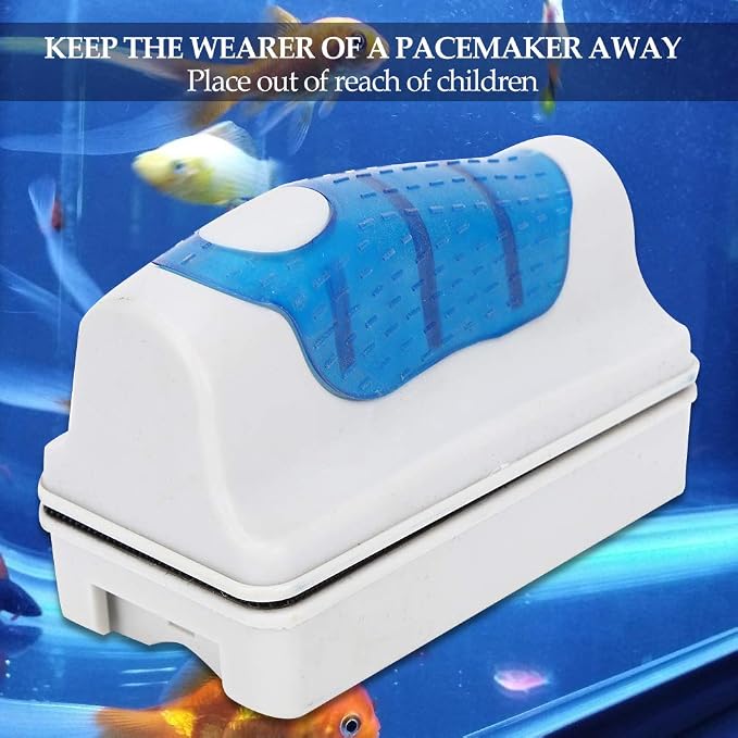 FILFEEL Aquarium Double Sided Magnetic Glass Cleaner Brush with Non Slip Handle, Fish Scraper Removal Tool for Algae, Suspended Design Easy to Use Maintenance Accessory (ZY-01L Large)