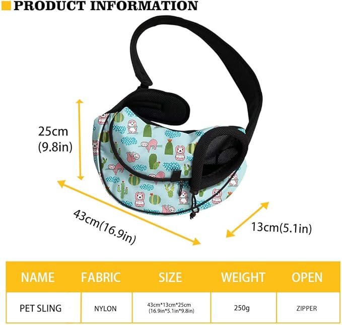 FUSURIRE Strawberry Print Pet Sling Carrier - Small Dog Cat Sling Pet Carrier Bag Comfortable Single Shoulder Carrier Adjustable Pouch Tote Handbag for Small Pets, Red