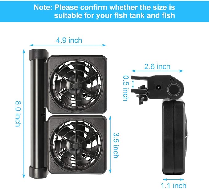 DaToo Aquarium Chiller Fish Tank Fan Aquarium Cooling Fan, 1 Yr Warranty