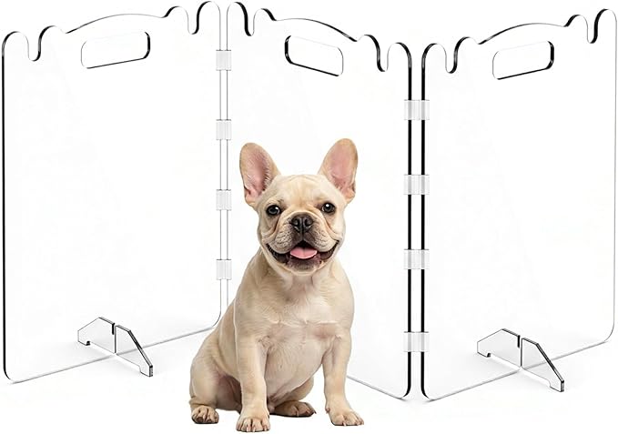 Acrylic Dog Gate, 31in Tall Freestanding Clear Pet Gate for Doorways, Transparent Clear Dog Gate Indoor for Large Openings & Stairs, Foldable Pet Gate for Dogs (3 Panel - 60'' W x 31'' H)