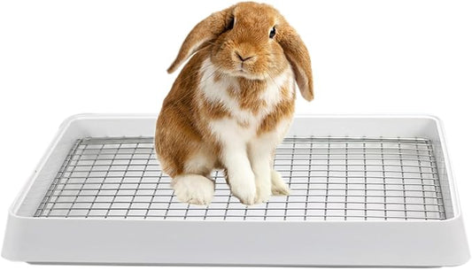 PODOO Rabbit Litter Box – Training Potty Tray for Guinea Pig & Small Pets · Spacious Grid Pan with Low Entrance, Easy-Clean & Odor-Resistant—Helps Keep a Clean Cage and Reduce Mess