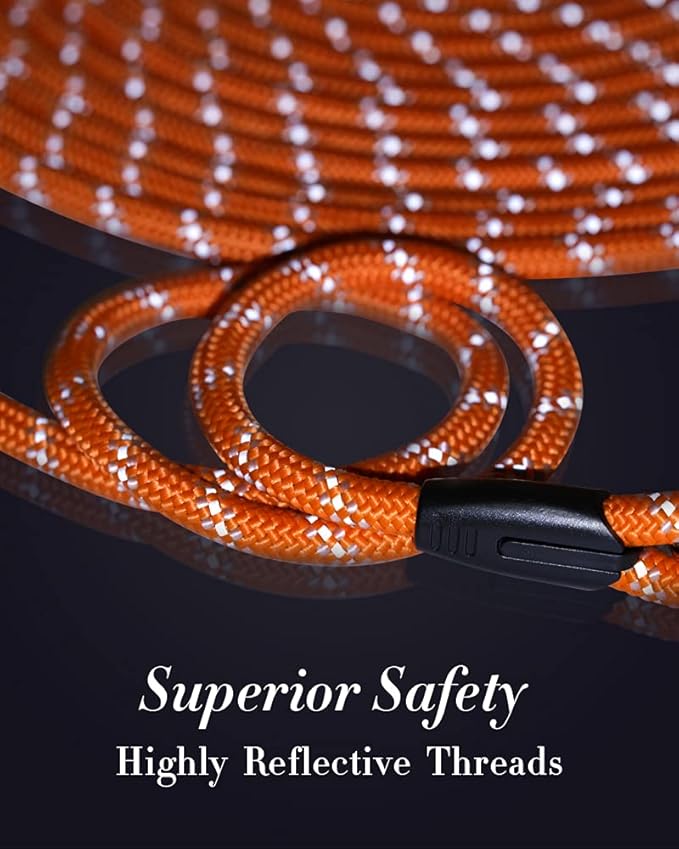 (2 Pack) Long Dog Leash for Dog Training 16FT/30FT/50FT, Reflective Heavy Duty Dog Lead for Large Medium Small Dogs Outside Walking, Playing, Camping, or Yard,Orange&Pink 15FT