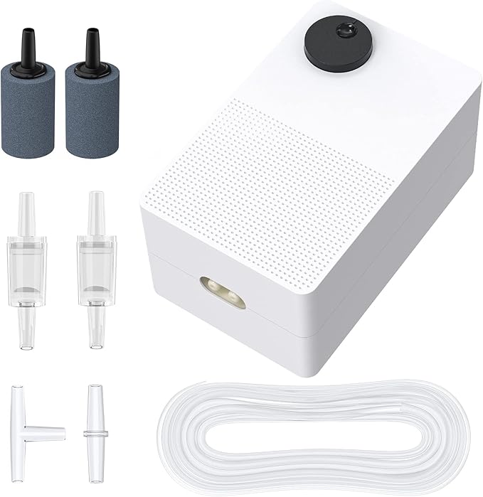 Pawfly Aquarium Air Pump with Nano Bio Sponge Filter Kit Air Control Valve Airline Tubing and Check Valve Accessories