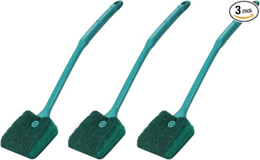 AQUANEAT 3pcs Fish Tank Cleaning Tools, Aquarium Double Sided Sponge Brush, Algae Scraper Cleaner with Long Handle