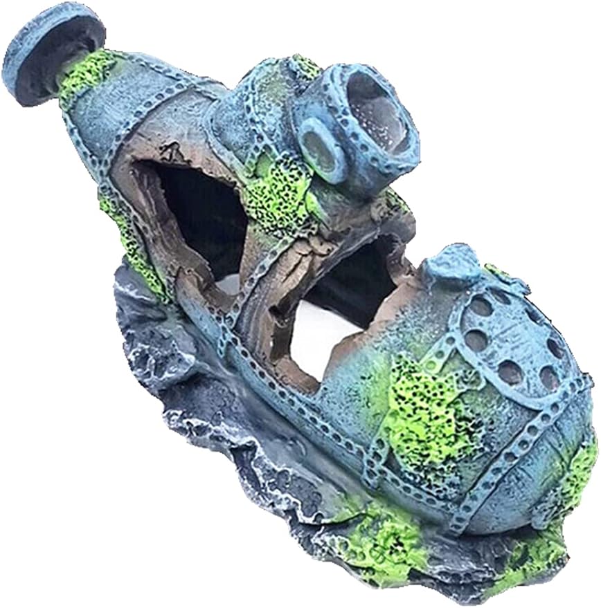 Ulalaza Aquarium Decorations Landscaping Tree Stump Hole Rock Cave Hideouts Stone Fish Tank Resin Driftwood Painted with Realistic Details Over House Supplies Castle Accessories