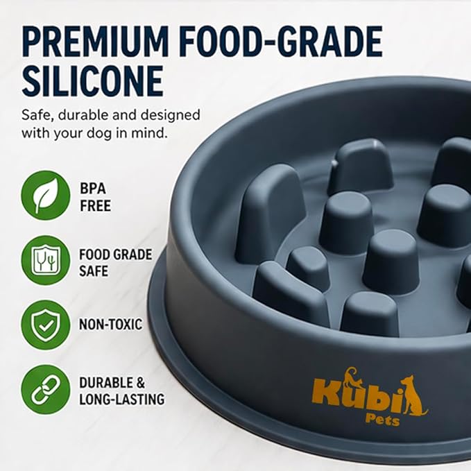 Slow Mo Bowl | Slow Feeder Dog Bowl for Fast Eaters, Improves Digestion & Reduces Bloating, Fun Interactive Design, & Dishwasher Safe | Kubi Pets
