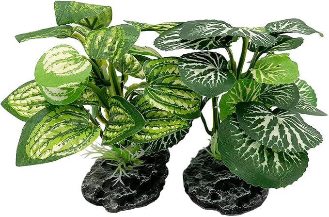 Aquarium Plants Betta Fish Tank Decorations 4inch/2pcs Soft Silk Artificial Plant Goldfish Waterscape Fish Hides Snake Tank/Reptiles Plants (B-3pcs Set)