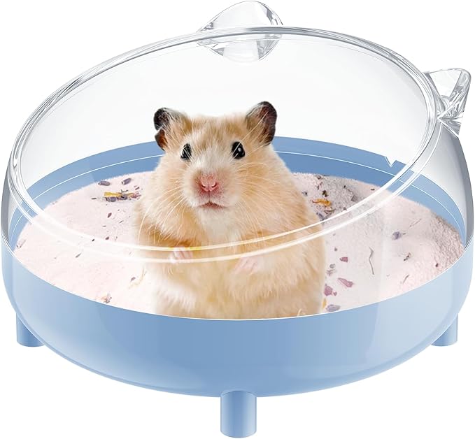 Pawfly Hamster Sand Bath Container, Hamster Sand Bath Box, Hamster Bathtub, Hamster Bathroom, Hamster Toilet, Plastic Dust Bath for Dwarf Hamsters, Syrian Hamsters, Mice, Gerbils & Small Animal, Blue