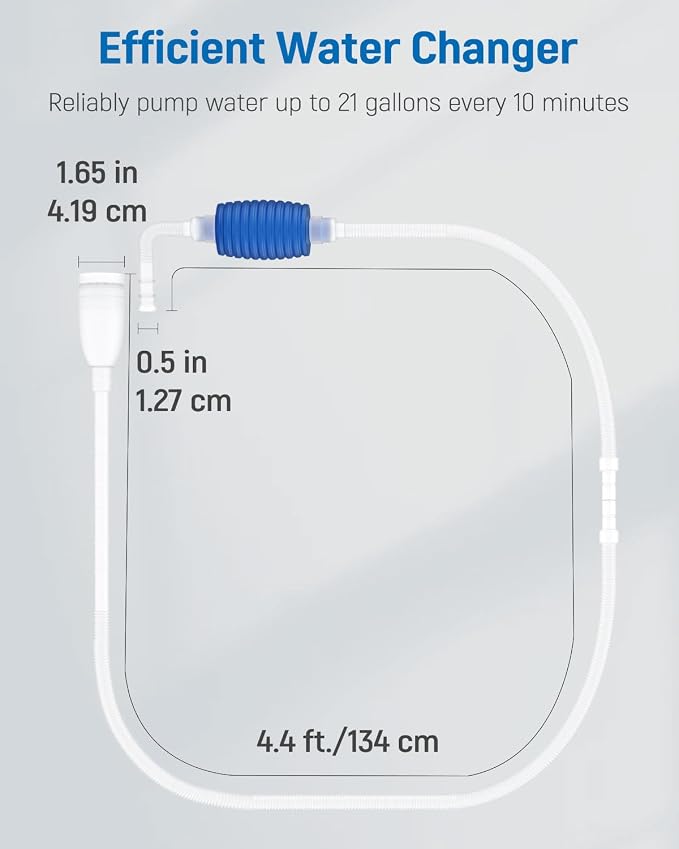 Pawfly Aquarium Water Changer Aquarium Siphon Vacuum Cleaner for 20-40 Gallon Fish Tank, Vacuum Gravel Cleaner with 4.4" Long Hose Manual Aquarium Cleaning Tools for Water Changing and Maintenance