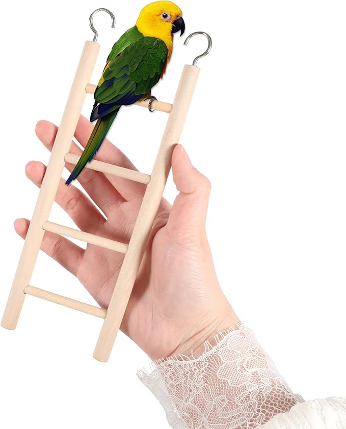 EupHHonycs 4PCS Wooden Ladders for Bird Cages 4 Sizes Wooden Ladder Birds Toys Parrot Step Ladders Cage Hanging Bird Climbing Toys for Parakeets, Parrots, Cockatoo and Lovebirds