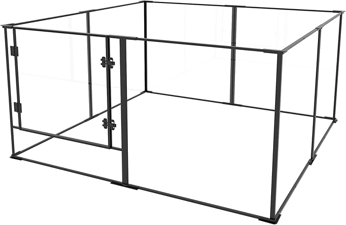 Acrylic Dog playpen Indoor: Clear Puppy Pen for Small Medium Dogs Cats with Metal Frame - 8panels 24inch Tall Transparent pet Fence with Door for Rabbits Guinea Pig