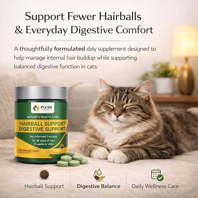Hairball Relief Chews Tablets for Cats & Dogs Hairball
