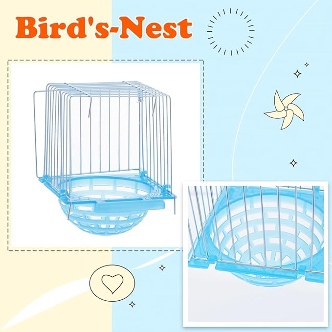 4 Pack Bird Hatching Nest Canary Cage Breeding Nest Parrot Shelter Bowl Pearl breeding Box with Barbed Wire Partition