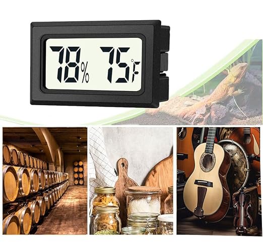 JEDEW 4 Pack Mini Digital Hygrometer Thermometer Gauge, Indoor Outdoor Temperature Humidity Meter for Humidifiers Greenhouse Reptile Plant Humidors, Large LCD Screen, Display in Fahrenheit (℉) (4)