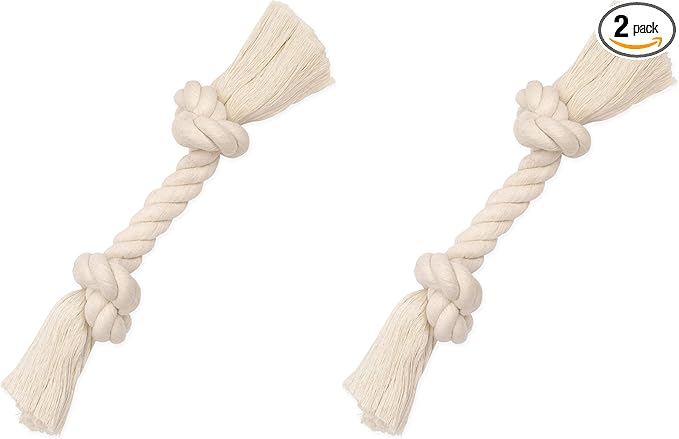 Mammoth Pet Products Dog,Flossy Chews 100-Percent Cotton White Rope Bone, Large, 14-Inch (10006V) (Pack of 2)