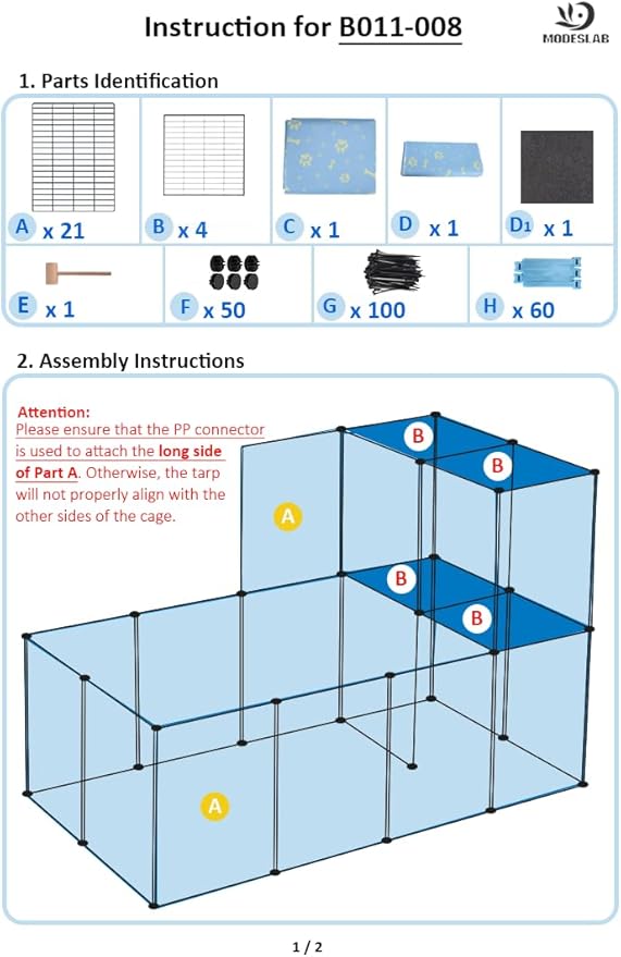 2-Story Guinea Pig Cages with Tarp, Large C&C Loft Cage for Rabbit Bunny Puppy Small Animal Indoor Dog Playpen Pet Exercise Enclosure, 25 Panels