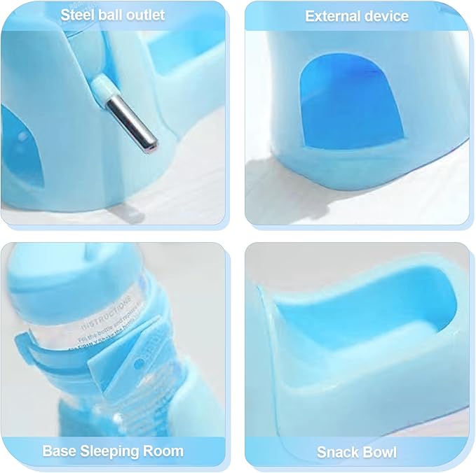 Shudyear 3 in 1 Pet Automatic Water Dispenser PP Water Bottle No Drip Small Pet Water Bottle for Dwarf Hamster Mouse Rat Hedgehog (Blue)