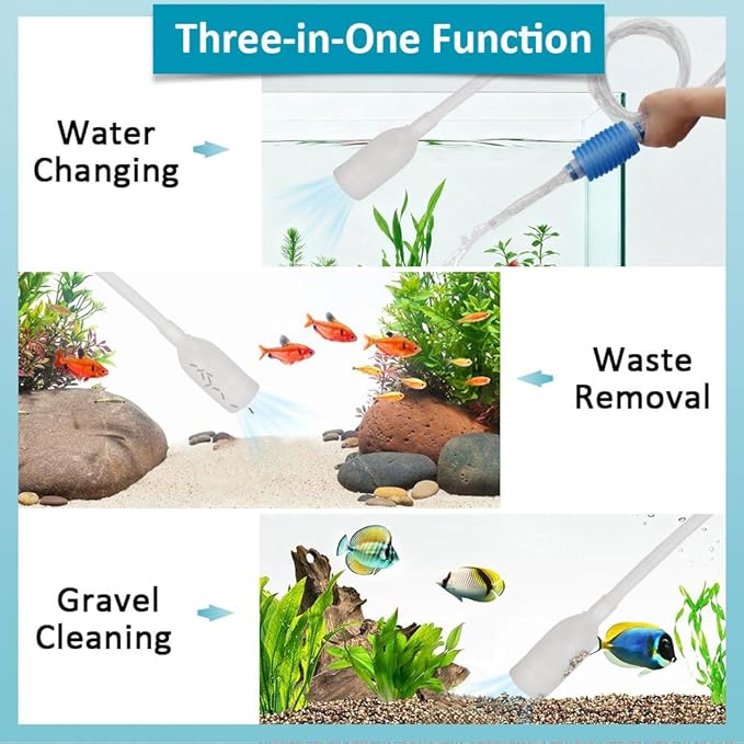 Fish Tank Gravel Cleaning Tools Aquarium Cleaner Hand Siphon Vacuum Pump Water Changer Turtle Tank Accessories