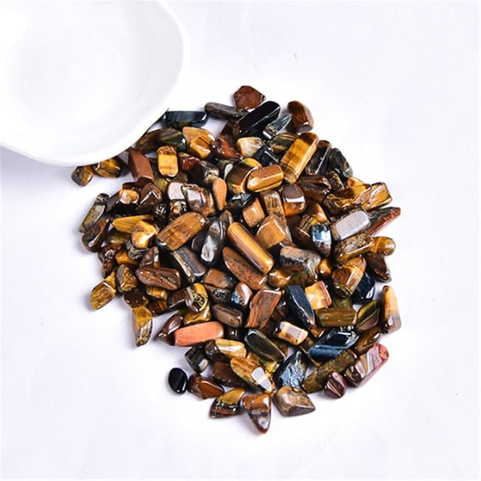 Erliway Tiger's Eye Crystal Chips Bulk for Vase Filler Craft, 0.5 lb 7-9 mm | Natural Crushed Crystal Stone for Spell Jar, Aquarium Gravel, Reiki Healing Meditation, Jewelry Making, Resin Art, Home Décor
