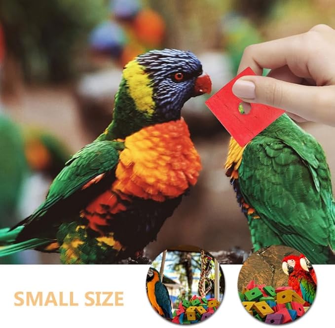 SUPVOX Parrot Toys 50 Pcs Natural Wooden Blocks for Chewing and Foraging Interactive Bird Toy Stress Relief 1.18X1.18X0.19 Inch