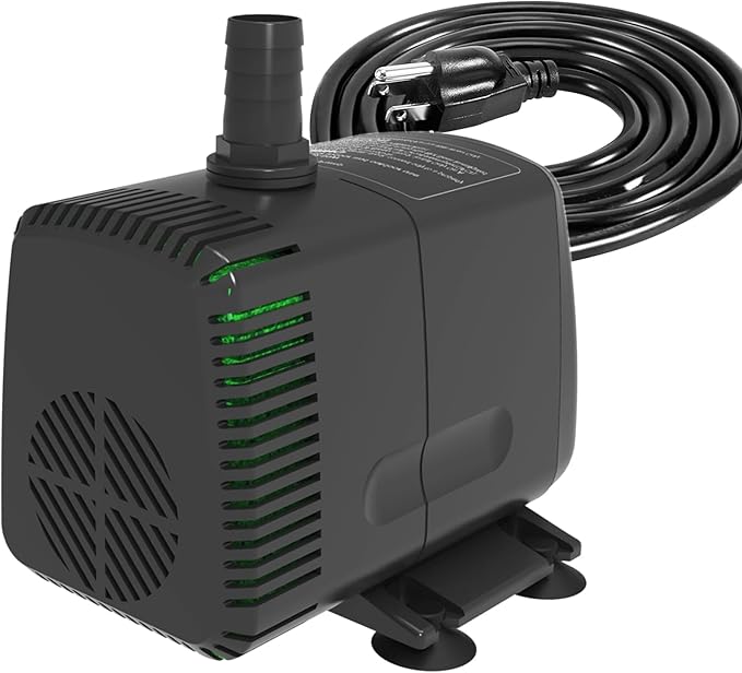 Knifel Submersible Pump 880GPH with AUTO-Shut-Off 10ft High Lift for Fountains, Hydroponics, Ponds, Aquariums & More