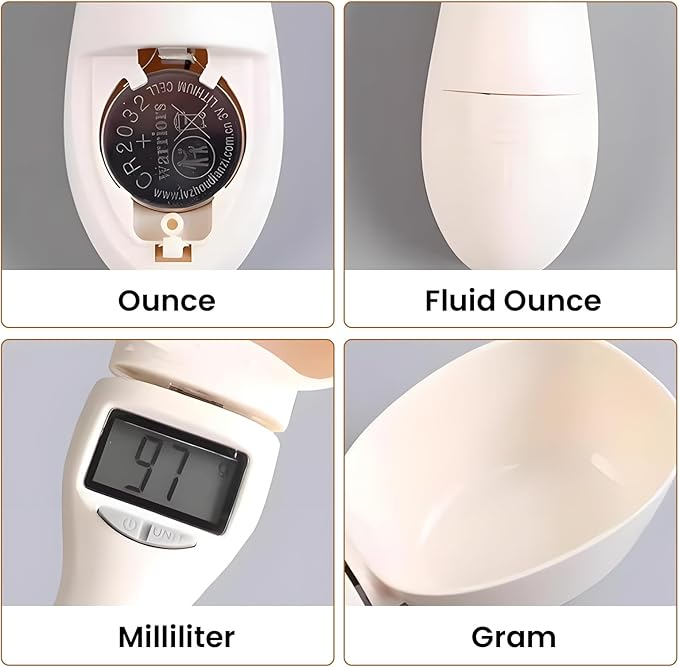 Digital Measuring Spoon, 800g/1g High Precision Gram Measuring Spoons with LED Display, Detachable Electronic Scale Spoon for Baking, Pet Food, Coffee, Spices (g/oz/ml/Cup)
