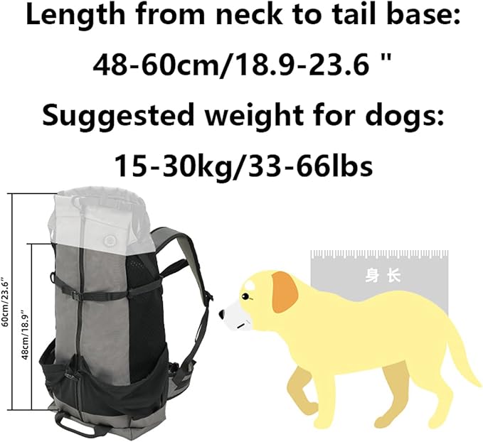 Big Dog Backpack Carrier 80lbs, Extra Large Dog Backpack Carrier, Fully Adjustable Pet Carrier (Grey,XX-Large)