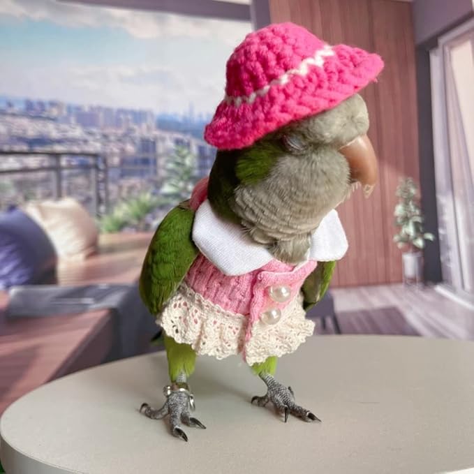 Alexandrine Bird Diaper Flight Suit - Pink Top Cosplay Photo Prop for Parrots, Lovebirds, Parakeets & Cockatiels