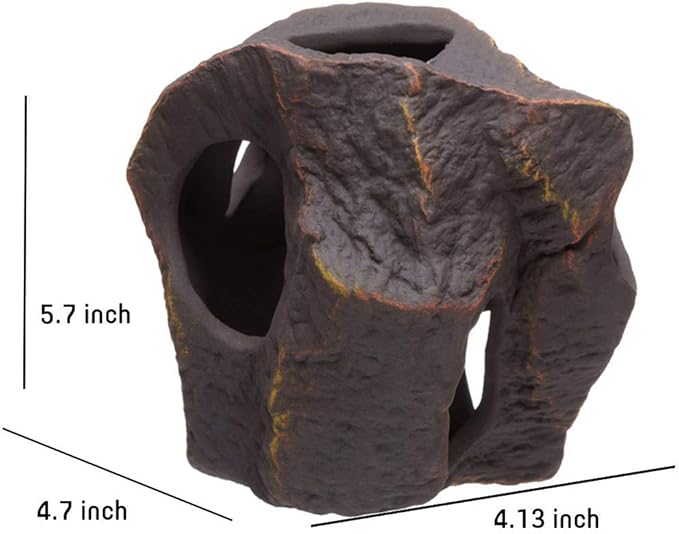 Aquarium Ceramic Decorations Cave Betta Stone Decor - Aquarium Fish Tank Hideway Decor for breeding Cichlids Plecos Betta Toys Hideout (Boulder)