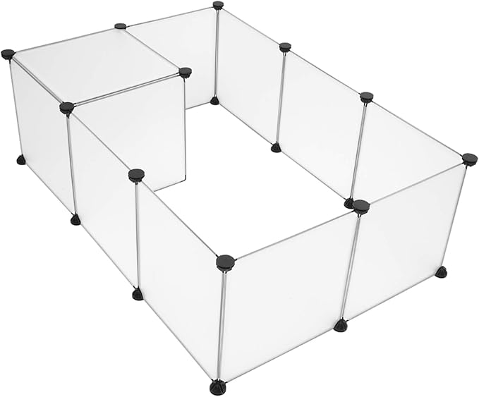 Universal Pet Playpen, Portable Large Plastic Yard Fence for Small Animals - Puppy Kennel Crate, Rabbit Hutch, Hamster & Guinea Pig Enclosure - Easy to Assemble, DIY Expandable, Durable ABS Connectors
