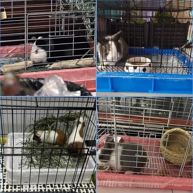 Tfwadmx 50 Pcs Disposable Rabbit Cage Liner, 27"x19" Clear Plastic Bunny Cage Tray Liners,Guinea Pig Toilet Film Liner Bag for Ferret,Hamster,Hedgehog,Birds and Small Animals