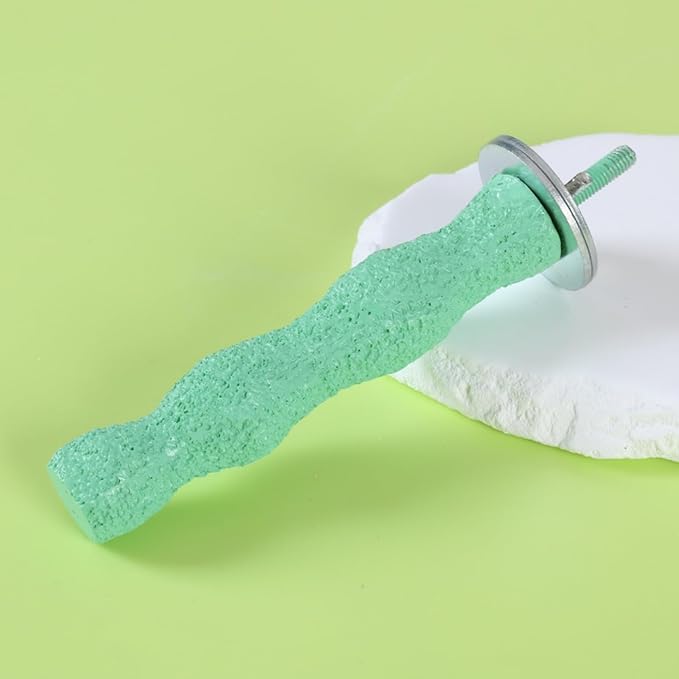 Parrot Perch Stand, Bird Beak Grinding Stone, Anti-Slip Parakeet Nail Trimming Stick Resin Beak Grinder Stone Perches Washable Claw Trimmer Stand for Parrot Cage Accessories (Green, Large)