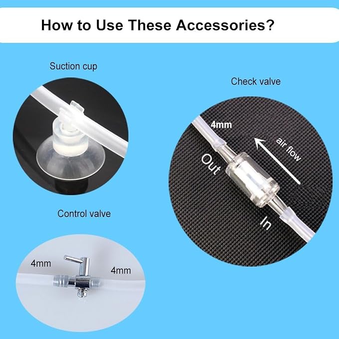 hygger Aquarium Air Stone, Fish Tank Bubbler, Nano Furnace Flue Round Stone Disk, Small Bubbles and High Dissolved Oxygen for Hydroponics, with 2 Suction Cups, 1 Adjust Valve, 1 Check Valve (2 Inch)