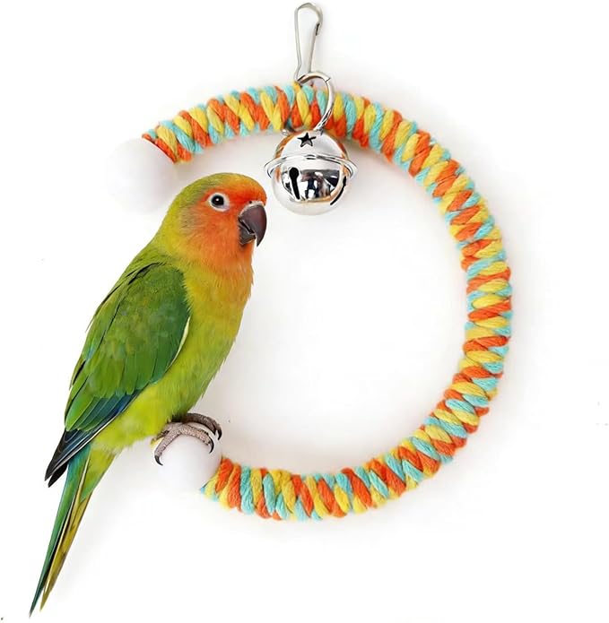 Colorful Circular Bird Swing,Bird Rope Chewing Toys Parrot Cage Bite Toys (Small Half-Round Patterned)