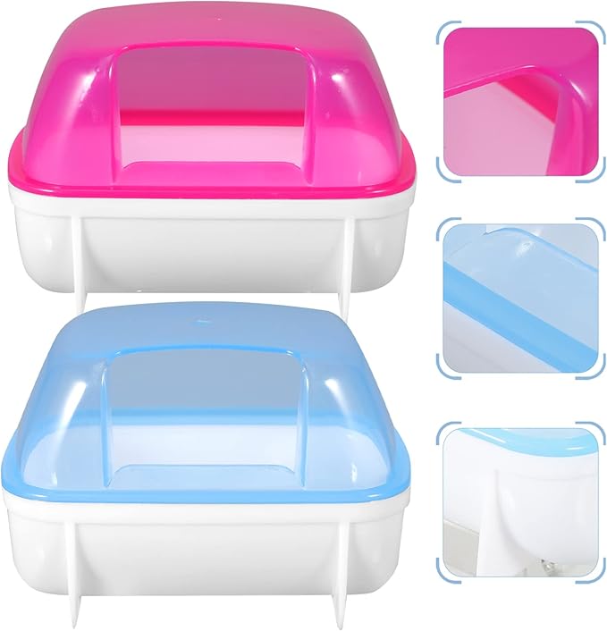 POPETPOP Hamster Sand Bath - Dust Bath Hamster Bathroom Bath Sand Room Sauna Toilet Sandbox 2 Pack, 12.5 x 9 x 9cm
