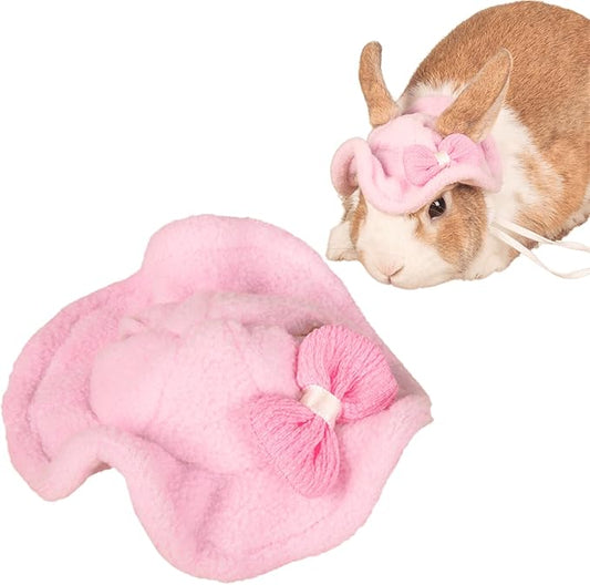 Guinea Pig Clothes,Rabbit Harness,Ferret Bunny Clothes with Pet Rabbit Harness and Leash Mini Hat Bag Cute Brooch for Kitten Small Animal Collars (Pink)