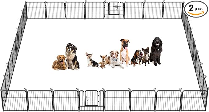 BestPet | Dog Playpen | 24 Inch, 32 Panels | Heavy Duty Metal Pet Exercise Pen | Indoor Outdoor Fence Panels | Rust-Resistant, Removable, Tool-Free Setup | Anti-Skid, Expandable Design