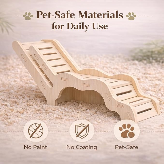 Small Size Hamster Explorer Set - Snap-Together Wooden Burrow with Panoramic Window, Natural Chew-Safe Design & Underground Activity Viewer for Cage Enrichment