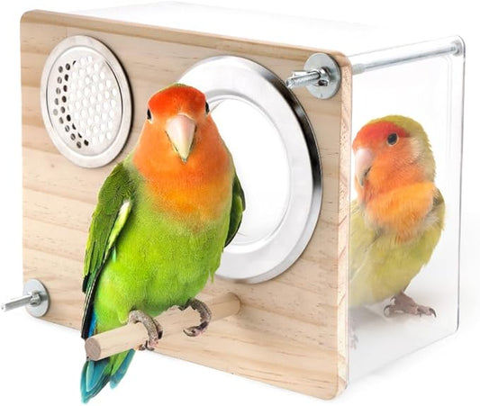 VTurboWay Bird Nesting Box for Window Parakeet Transparent Breeding Box Cage Nest for Small Bird Parrot Parakeet Cockatiel Budgie Conure Lovebird Finch