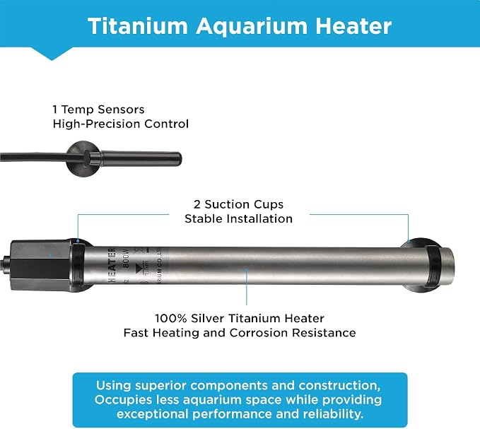 Titanium Aquarium Heater 1000W, Submersible Fish Tank Heater with Digital Display Temperature Controller, 0℃-40℃ Adjustable, Fast Heating for 150~200 Gal Saltwater Freshwater, MX-9029(1000W)
