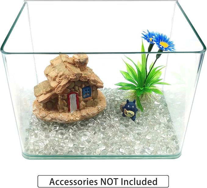 WAYBER 1 Pound Tumbled Sea Glass Pebbles Decorative Glass Stones, Clear | High-Transparency, Lustrous Polished Finish, Non-Toxic Material, Ideal for DIY Crafts & Decorations