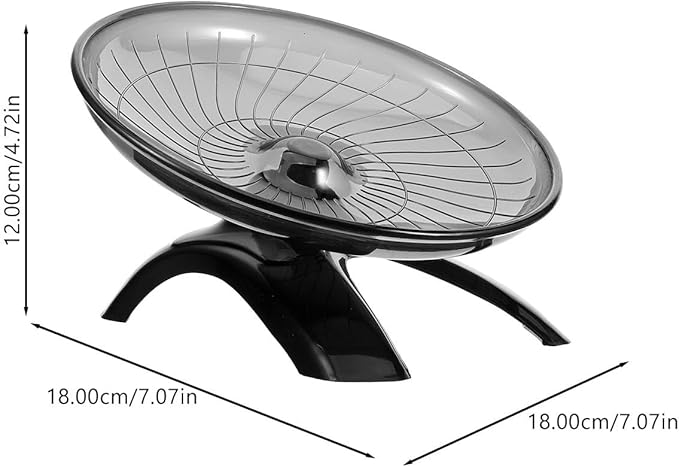 PRETYZOOM Silent Flying Saucer Running Wheel for Hamsters and Chinchillas, Noise-reducing Small Pet Exercise Wheel, Black Hedgehog and Guinea Pig Compatible
